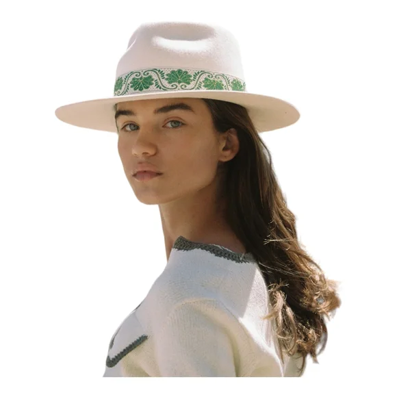 LACK OF COLOR IVY BEVERLY FEDORA HAT WHITE SIZE 55CM (S)